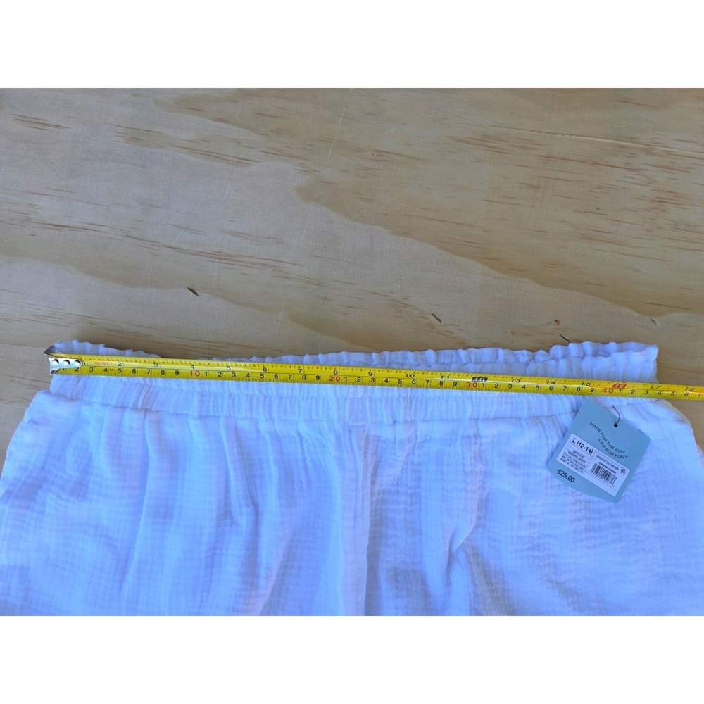Women's 100% Cotton Gauze Sheer Swimsuit Cover Up Pants White Size L (282) - Picture 8 of 8